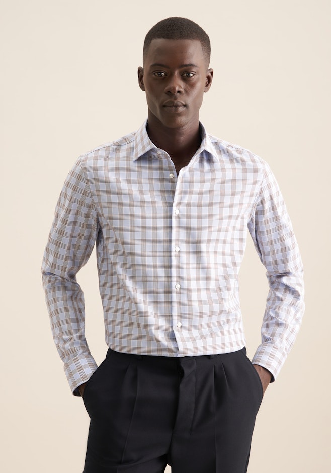 Slim Chemise d'affaires carreaux dans Marron | Boutique en ligne Seidensticker