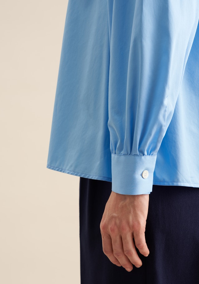 Regular Stehkragenbluse Uni in Mittelblau | Seidensticker Onlineshop