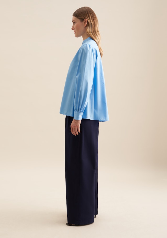 Regular Stehkragenbluse Uni in Mittelblau | Seidensticker Onlineshop