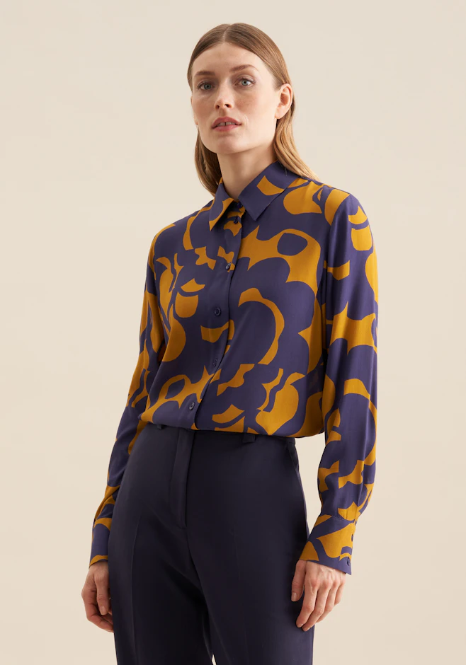 Hemdbluse Geometrische Muster in Gelb | Seidensticker Onlineshop