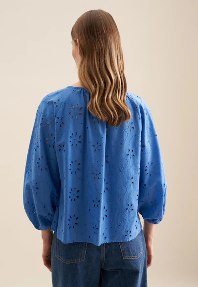 Shirtbluse Stickerei in Mittelblau |  Seidensticker Onlineshop
