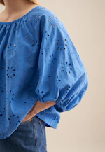 Shirtbluse Stickerei in Mittelblau |  Seidensticker Onlineshop