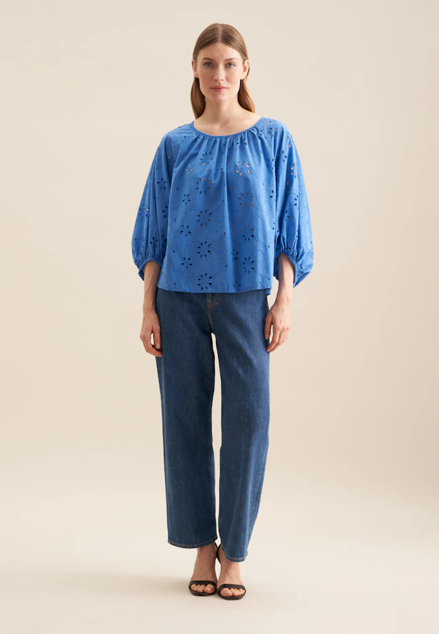 Shirtbluse Stickerei in Mittelblau |  Seidensticker Onlineshop