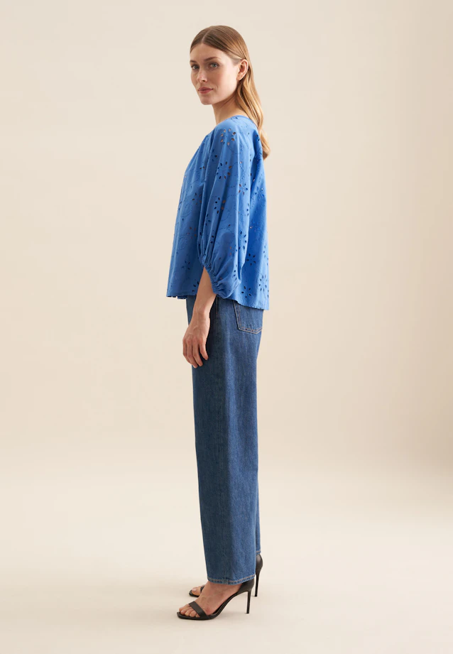 Shirtbluse Stickerei in Mittelblau |  Seidensticker Onlineshop