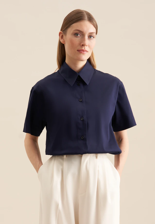 Chemisier chemise Uni in Bleu Foncé |  Seidensticker Onlineshop