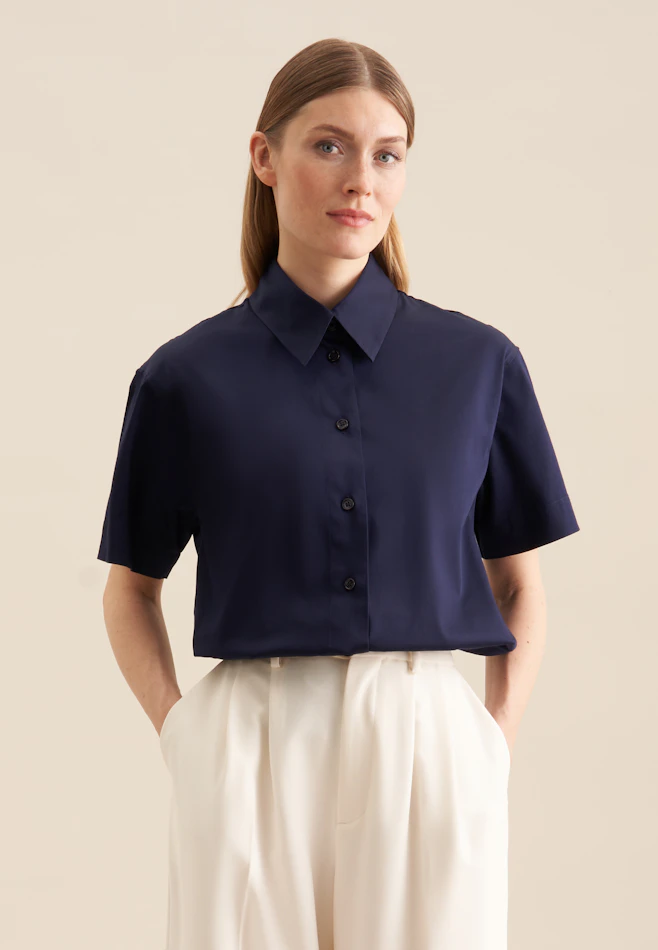 Chemisier chemise Uni dans Bleu Foncé | Boutique en ligne Seidensticker