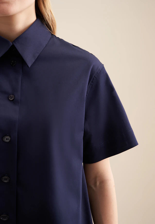 Chemisier chemise Uni in Bleu Foncé |  Seidensticker Onlineshop