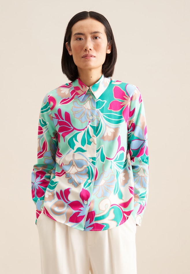 Hemdbluse Floral in Türkis | Seidensticker Onlineshop