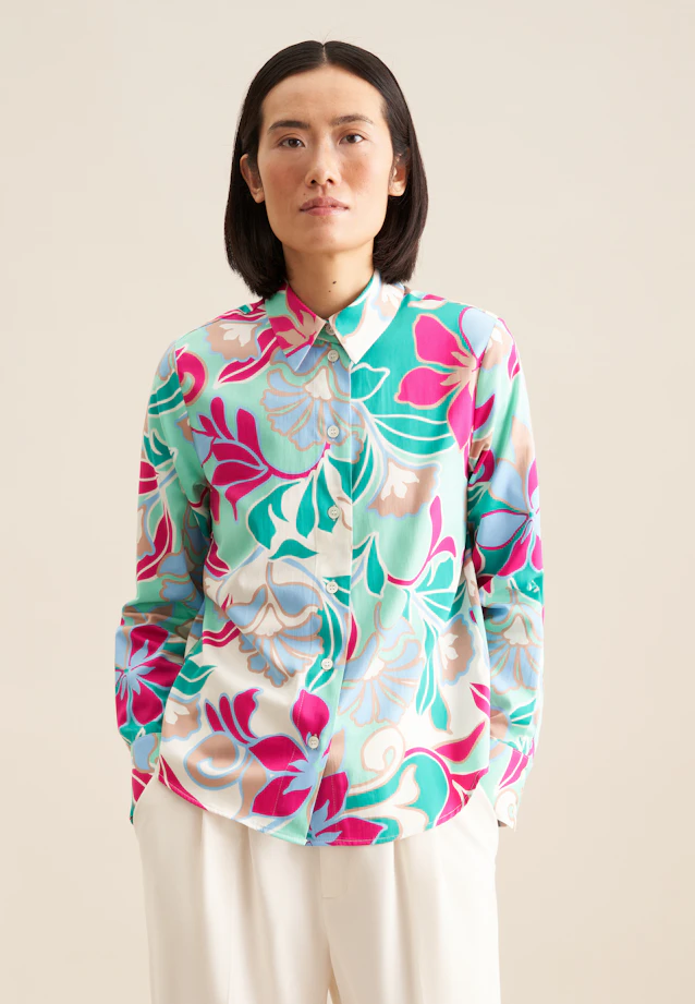 Chemisier chemise Floral in Turquoise |  Seidensticker Onlineshop