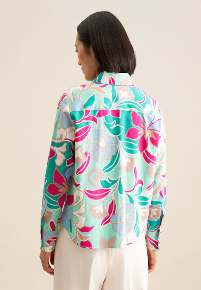 Hemdbluse Floral in Türkis |  Seidensticker Onlineshop