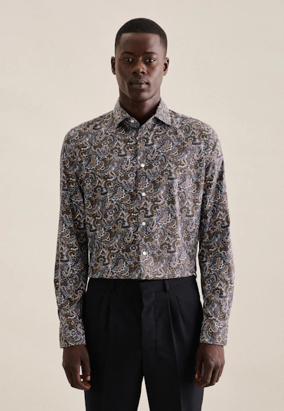 Slim Performance-Hemd Paisley in Grün |  Seidensticker Onlineshop