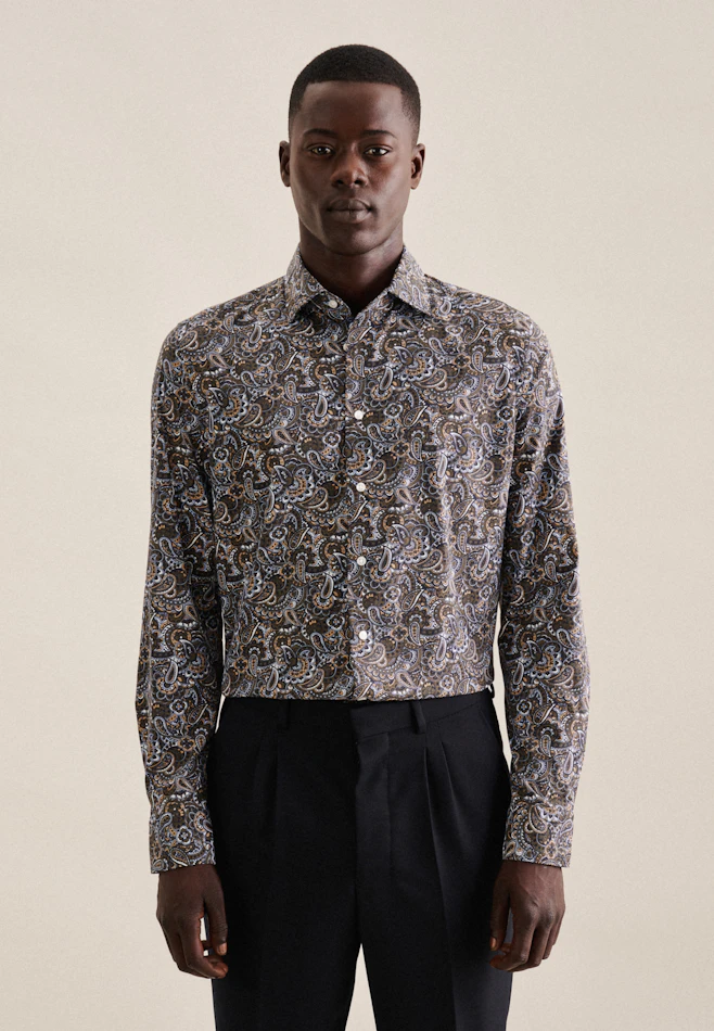 Slim Performance-Hemd Paisley in Grün | Seidensticker Onlineshop