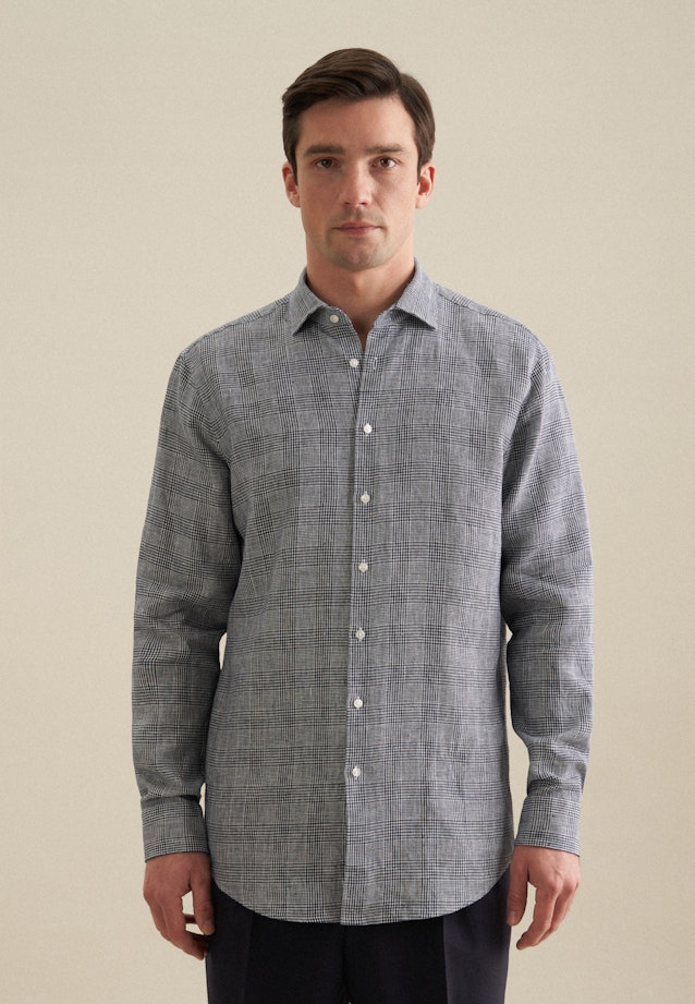 Regular Chemise d'affaires carreaux in Bleu Foncé |  Seidensticker Onlineshop