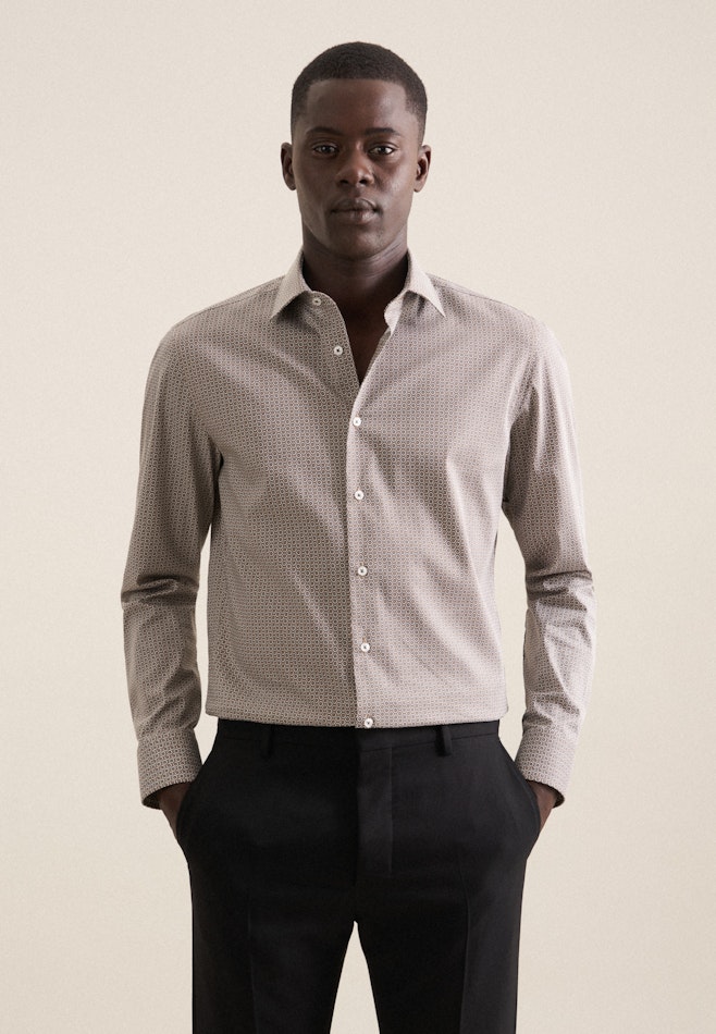 Slim Performance-Hemd Druck in Grau | Seidensticker Onlineshop