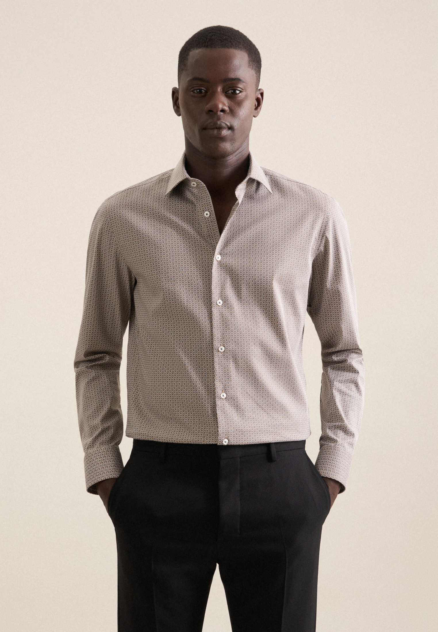 Slim Performance-Hemd Druck Grau