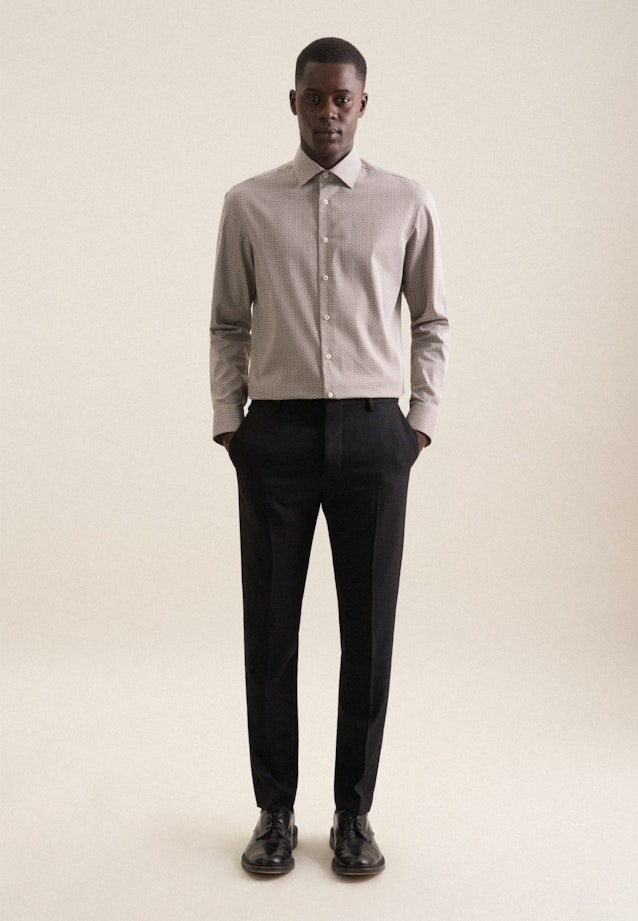 Slim Performance-Hemd Druck in Grau |  Seidensticker Onlineshop