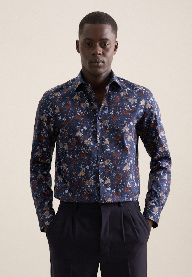 Slim Business shirt Print in Brown | Seidensticker online shop