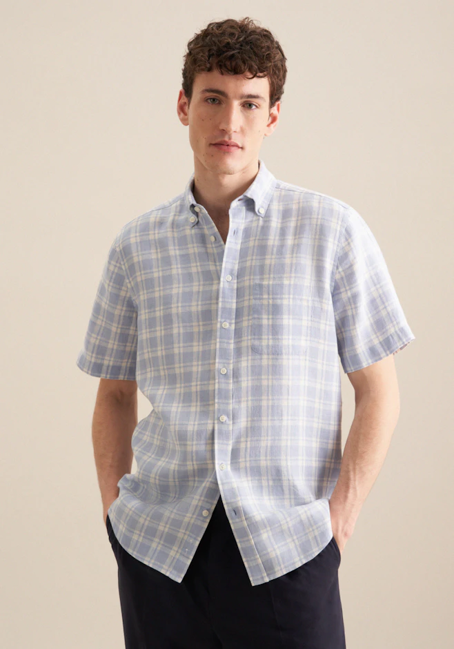 Regular Casual Hemd Karo in Hellblau | Seidensticker Onlineshop