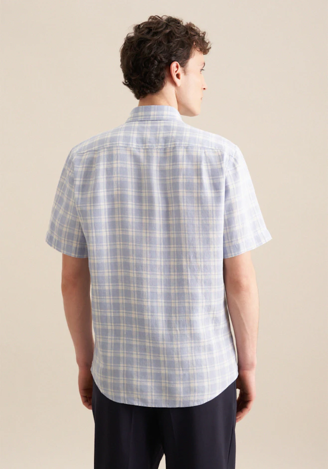 Regular Casual Hemd Karo in Hellblau | Seidensticker Onlineshop