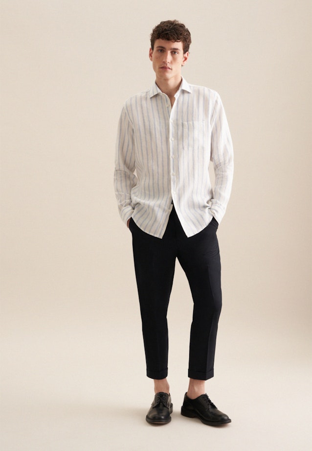 Regular Casual Hemd Streifen in Hellblau |  Seidensticker Onlineshop