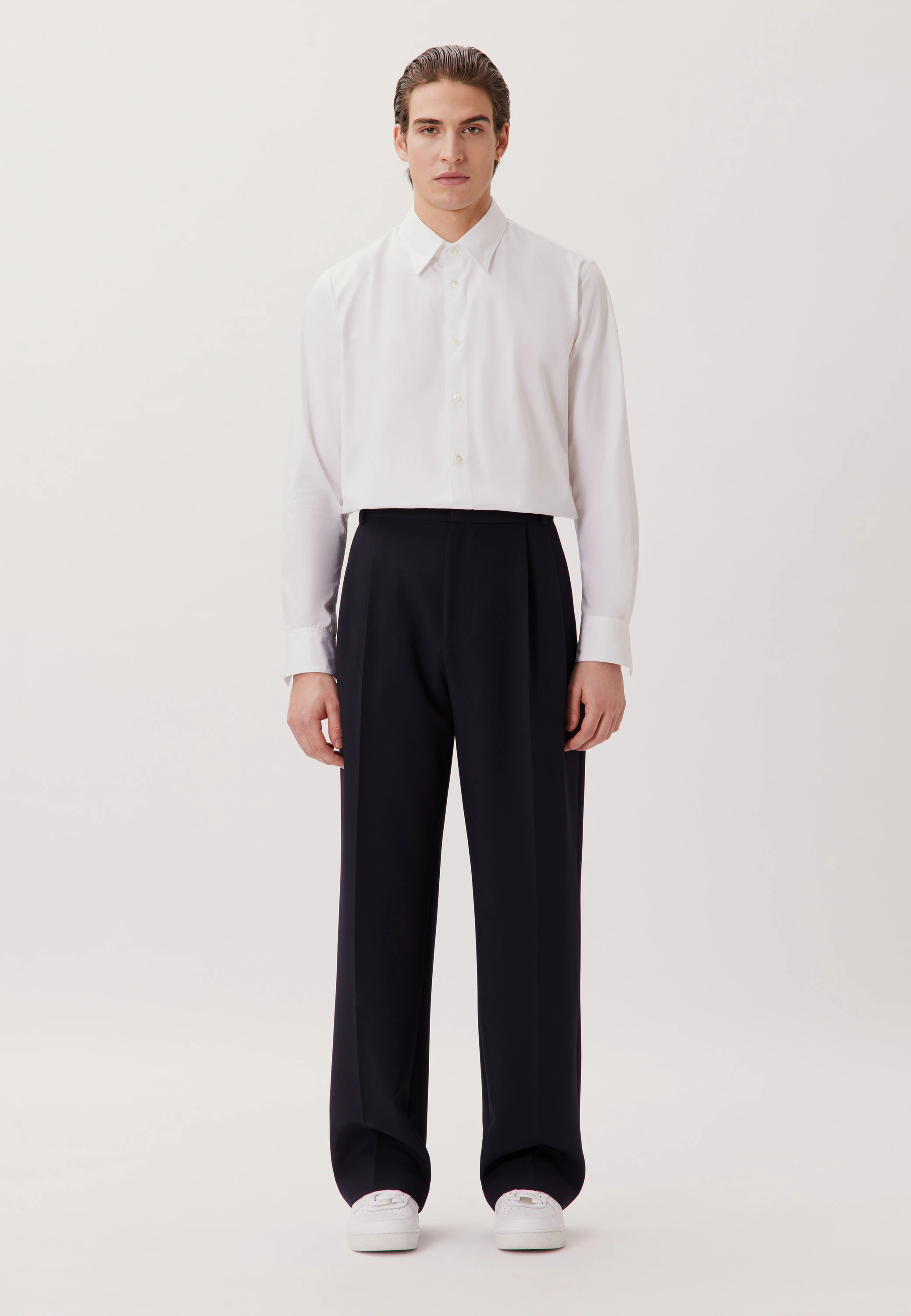 Regular Casual Hemd Uni Weiß