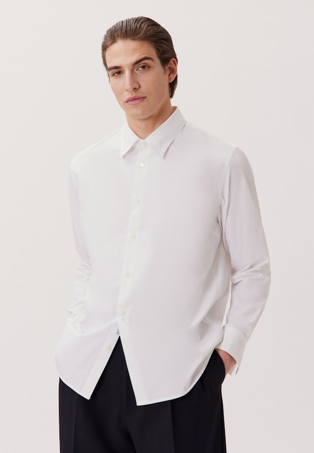 Regular Chemise décontractée Uni in Blanc |  Seidensticker Onlineshop