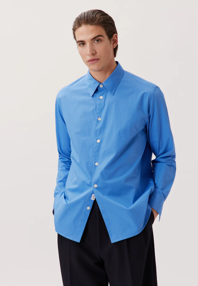 Regular Casual Hemd Uni in Mittelblau |  Seidensticker Onlineshop