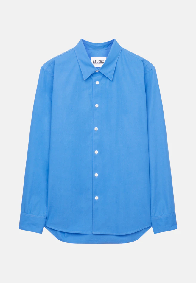 Regular Chemise décontractée Uni dans Bleu Moyen | Boutique en ligne Seidensticker