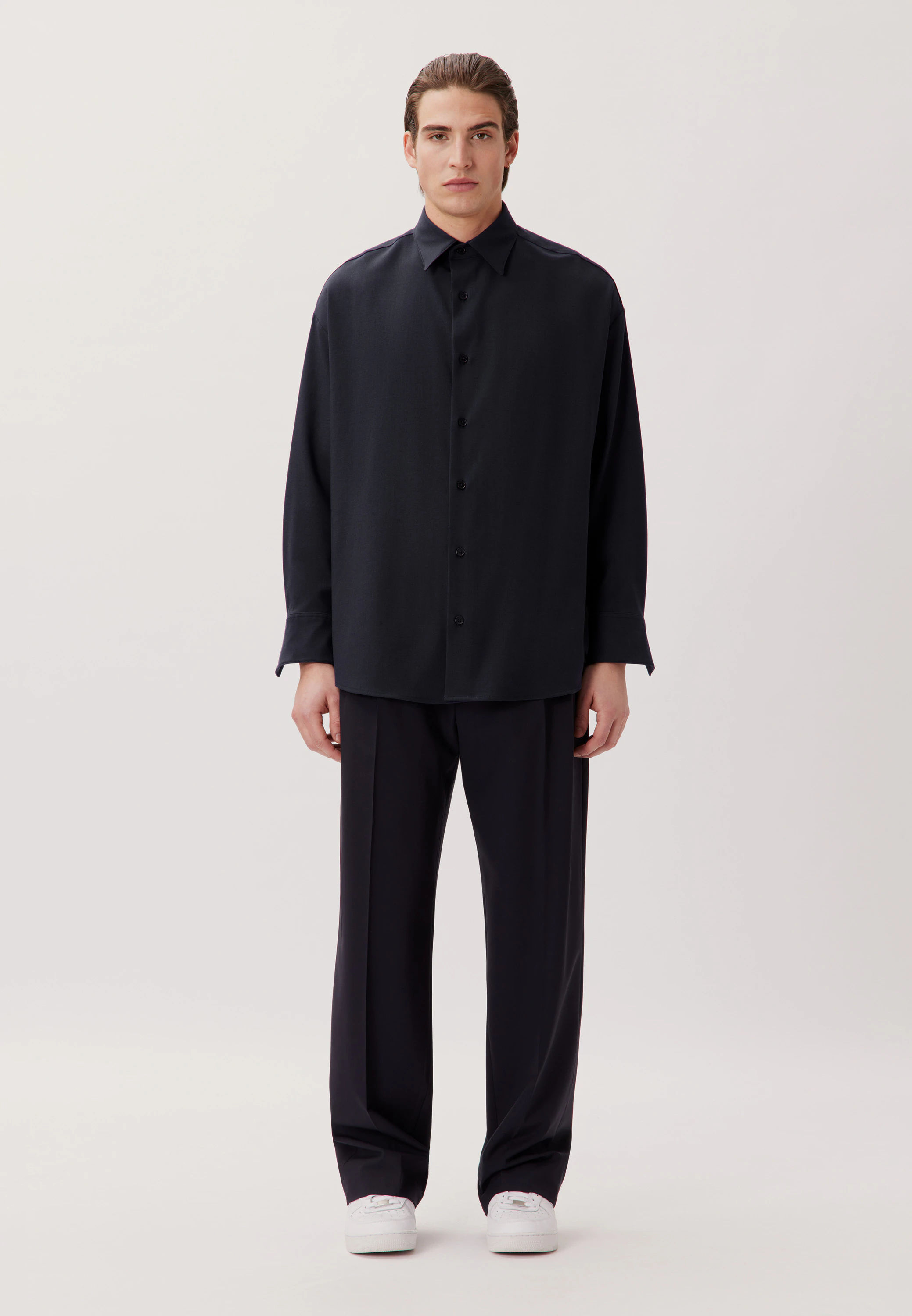 Oversized Casual Hemd Uni Blau M