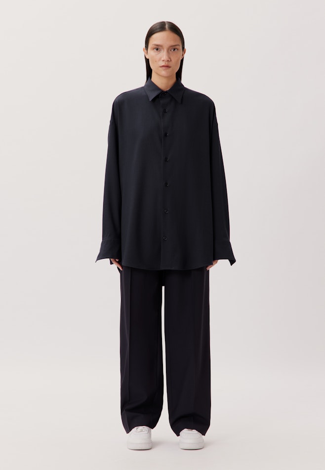 Oversized Chemise décontractée Uni dans Bleu Foncé | Boutique en ligne Seidensticker
