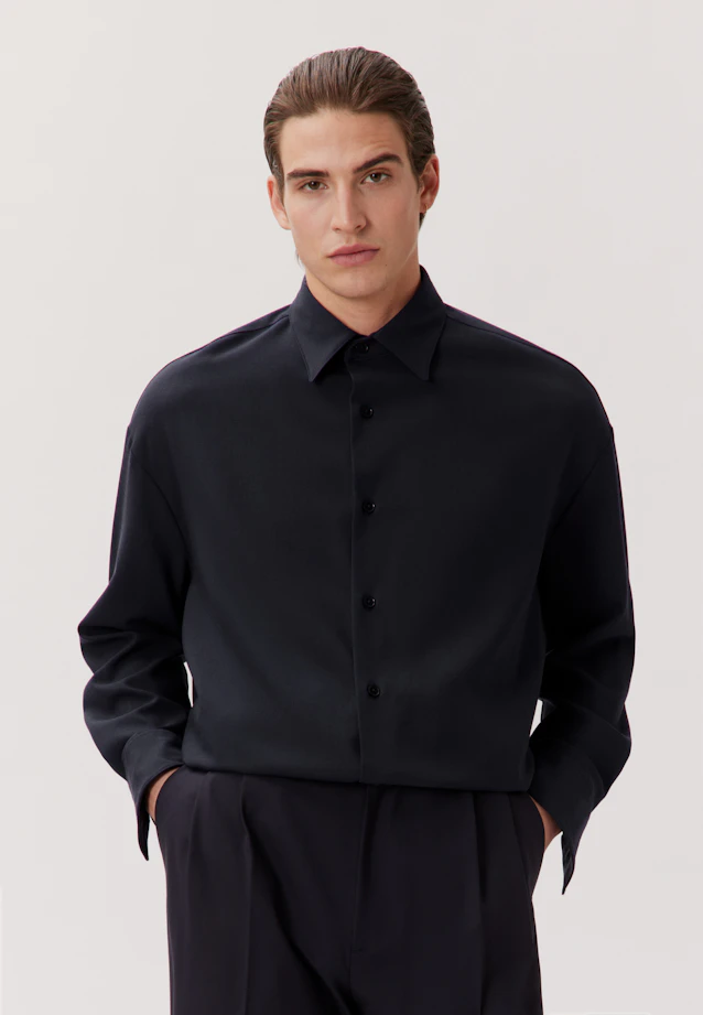 Oversized Casual Hemd Uni in Dunkelblau |  Seidensticker Onlineshop