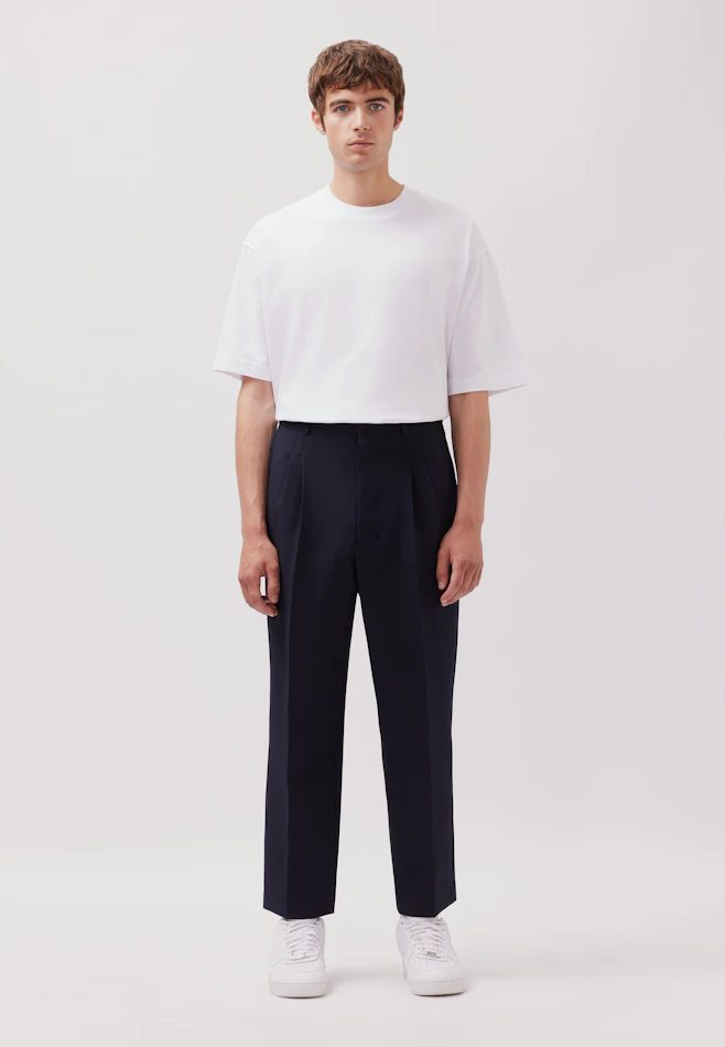 Chino cropped with pleats in Dunkelblau | Seidensticker online shop
