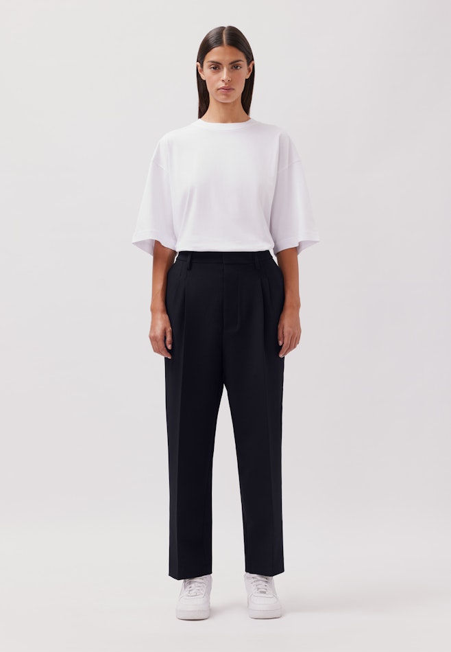 Chino Cropped mit Bundfalten dans Bleu Foncé | Boutique en ligne Seidensticker