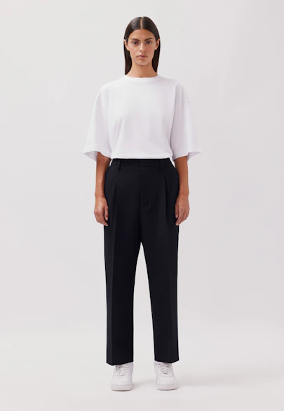 Chino Cropped mit Bundfalten in Dunkelblau |  Seidensticker Onlineshop