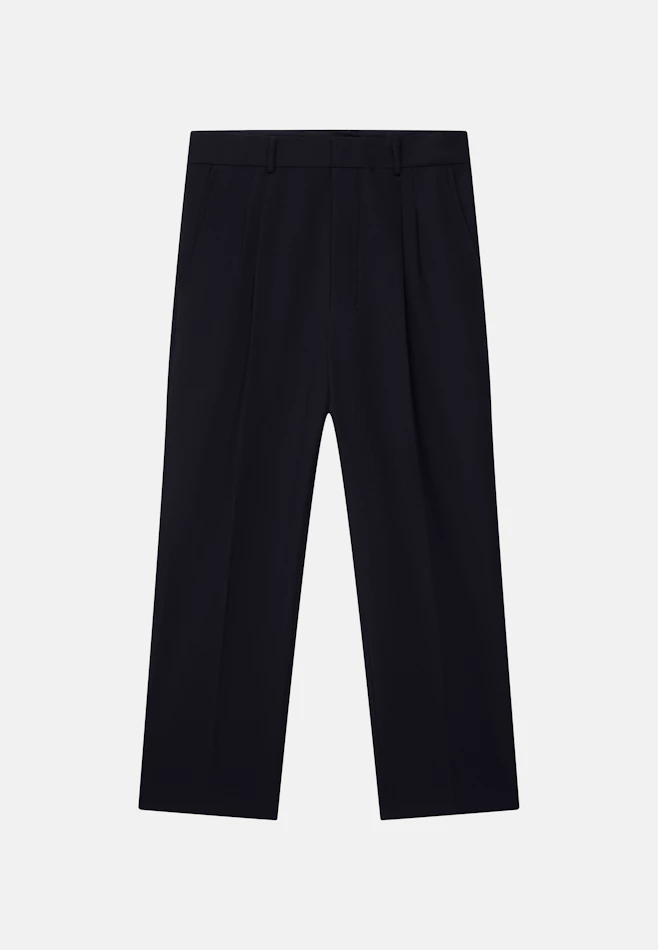 Chino recoupé avec des plis dans Bleu Foncé | Boutique en ligne Seidensticker