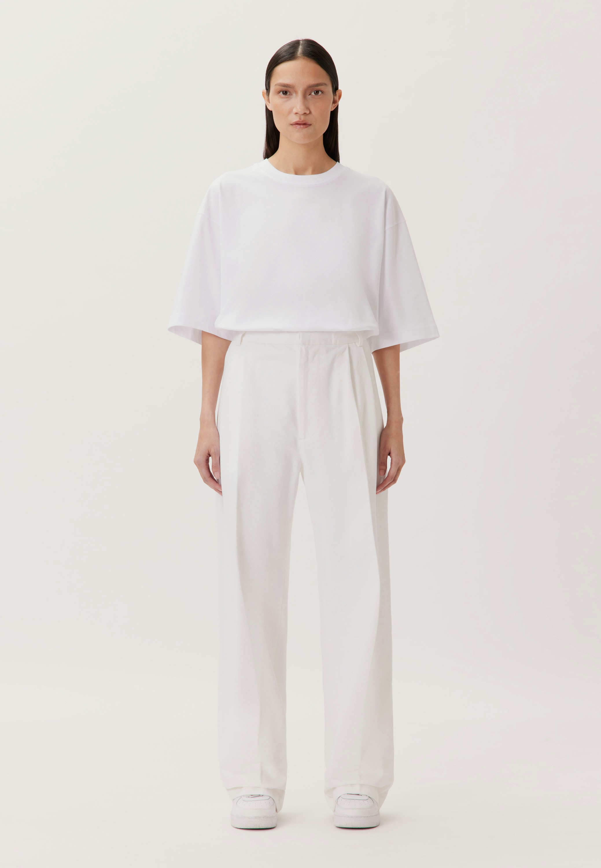パンツ Dunst SS24 WIDE SLACKS (UDPA4B226 WHITE) Off-White Wide Leg Straight Pants in Pure Cotton