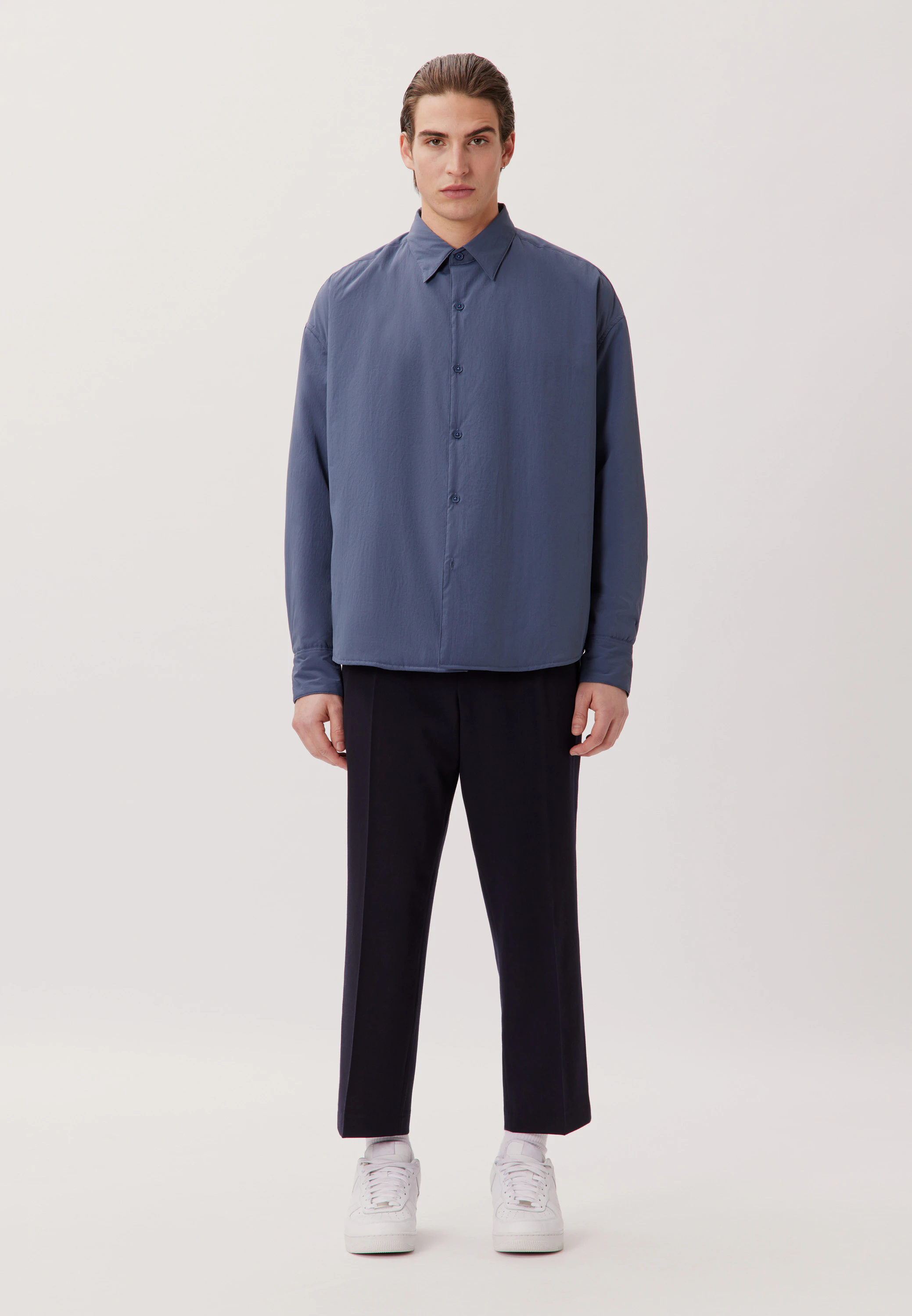 Oversized Casual Hemd Uni Grau