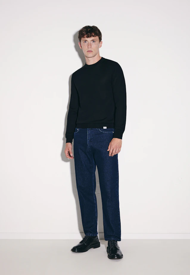 Regular Pullover Uni in Schwarz |  Seidensticker Onlineshop