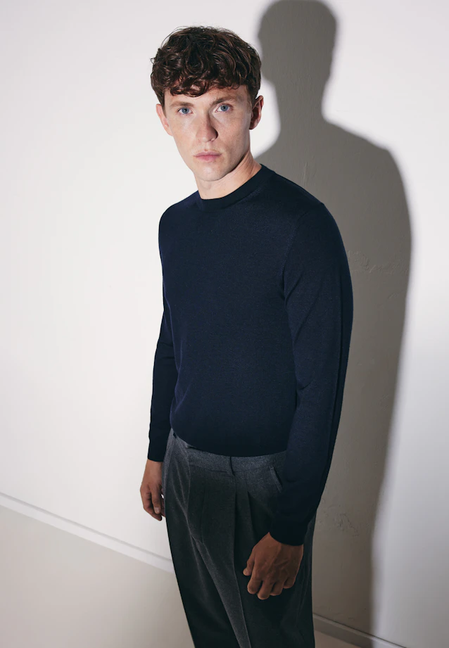 Regular Pullover Uni in Dunkelblau |  Seidensticker Onlineshop