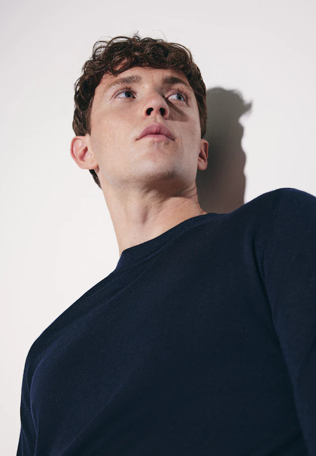 Regular Pullover Uni in Dunkelblau |  Seidensticker Onlineshop