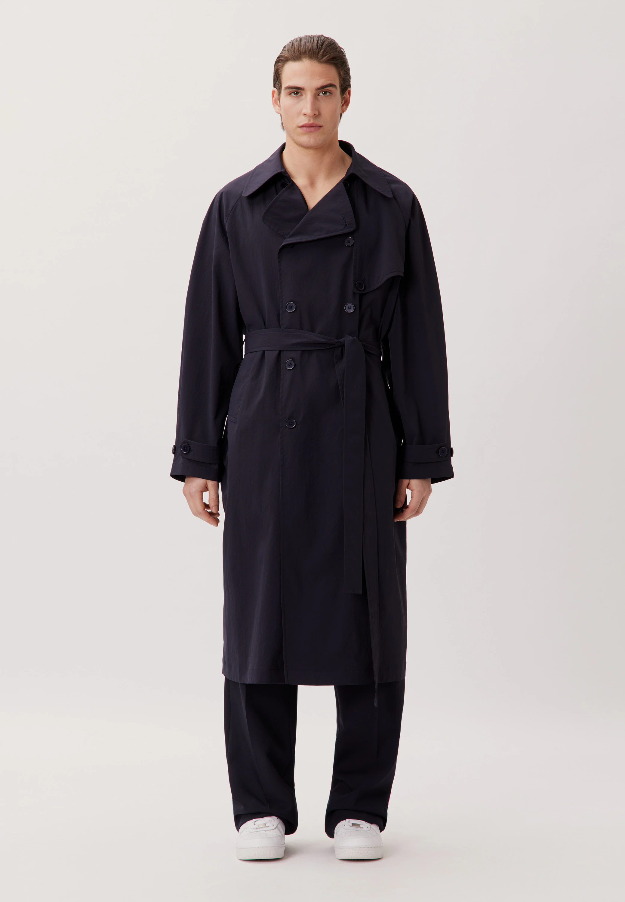 Oversized Mantel Uni Blau S/M