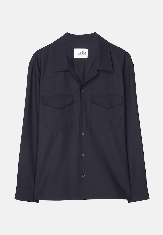 Regular Chemise décontractée Uni dans Bleu Foncé | Boutique en ligne Seidensticker