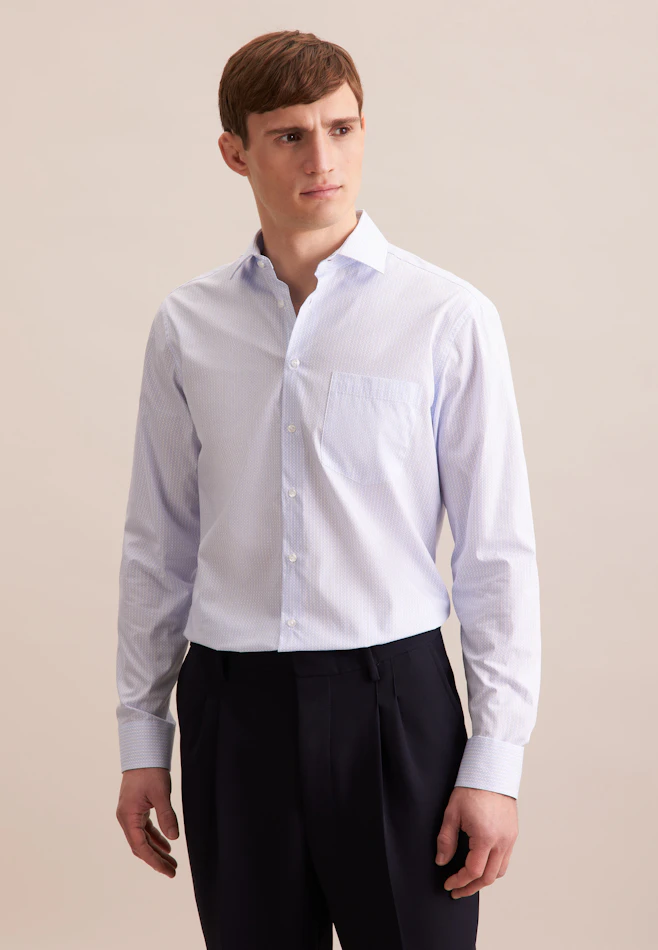 Regular Business shirt Print in Light Blue | Seidensticker online shop