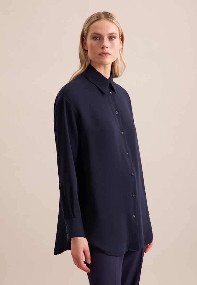 Oversized Hemdbluse aus fließender Ware in Bleu Foncé |  Seidensticker Onlineshop