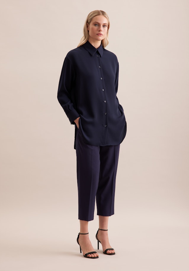 Oversized Hemdbluse aus fließender Ware in Bleu Foncé | Seidensticker Onlineshop