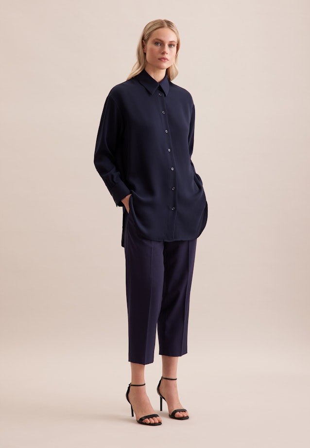 Oversized Hemdbluse aus fließender Ware in Bleu Foncé |  Seidensticker Onlineshop