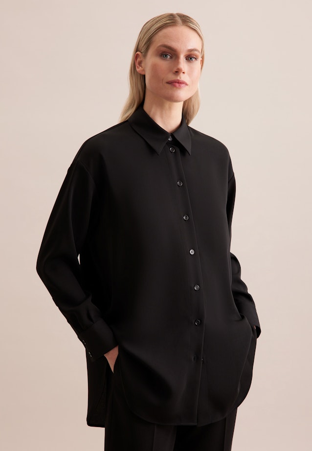 Oversized Hemdbluse aus fließender Ware in Black |  Seidensticker Onlineshop