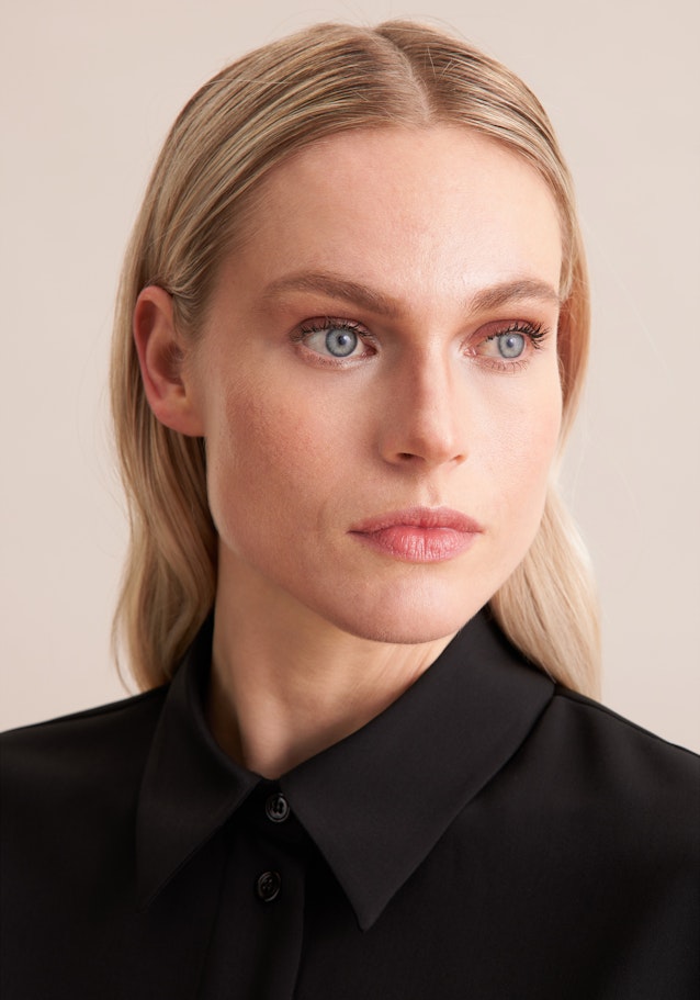 Oversized Hemdbluse aus fließender Ware in Black |  Seidensticker Onlineshop