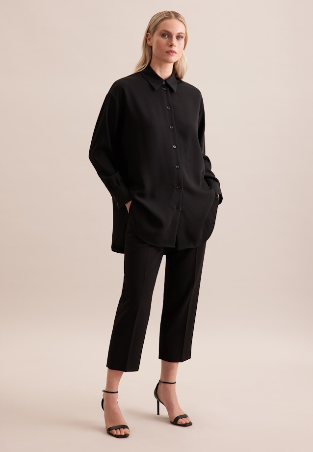 Oversized Hemdbluse aus fließender Ware in Black |  Seidensticker Onlineshop