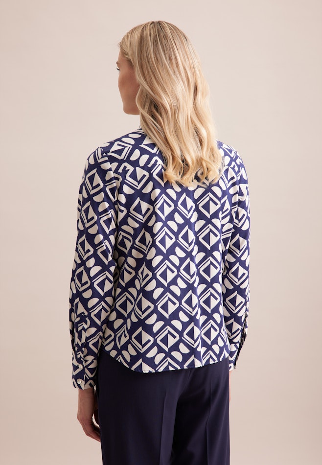 Hemdbluse Geometrische Muster in Mittelblau | Seidensticker Onlineshop